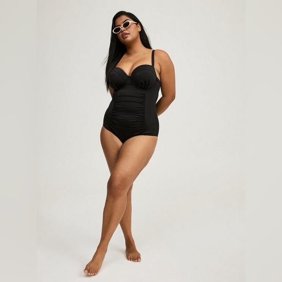 Torrid slim fix underwire strappy back one piece swimsuit size 2X DD/F black - Picture 1 of 11